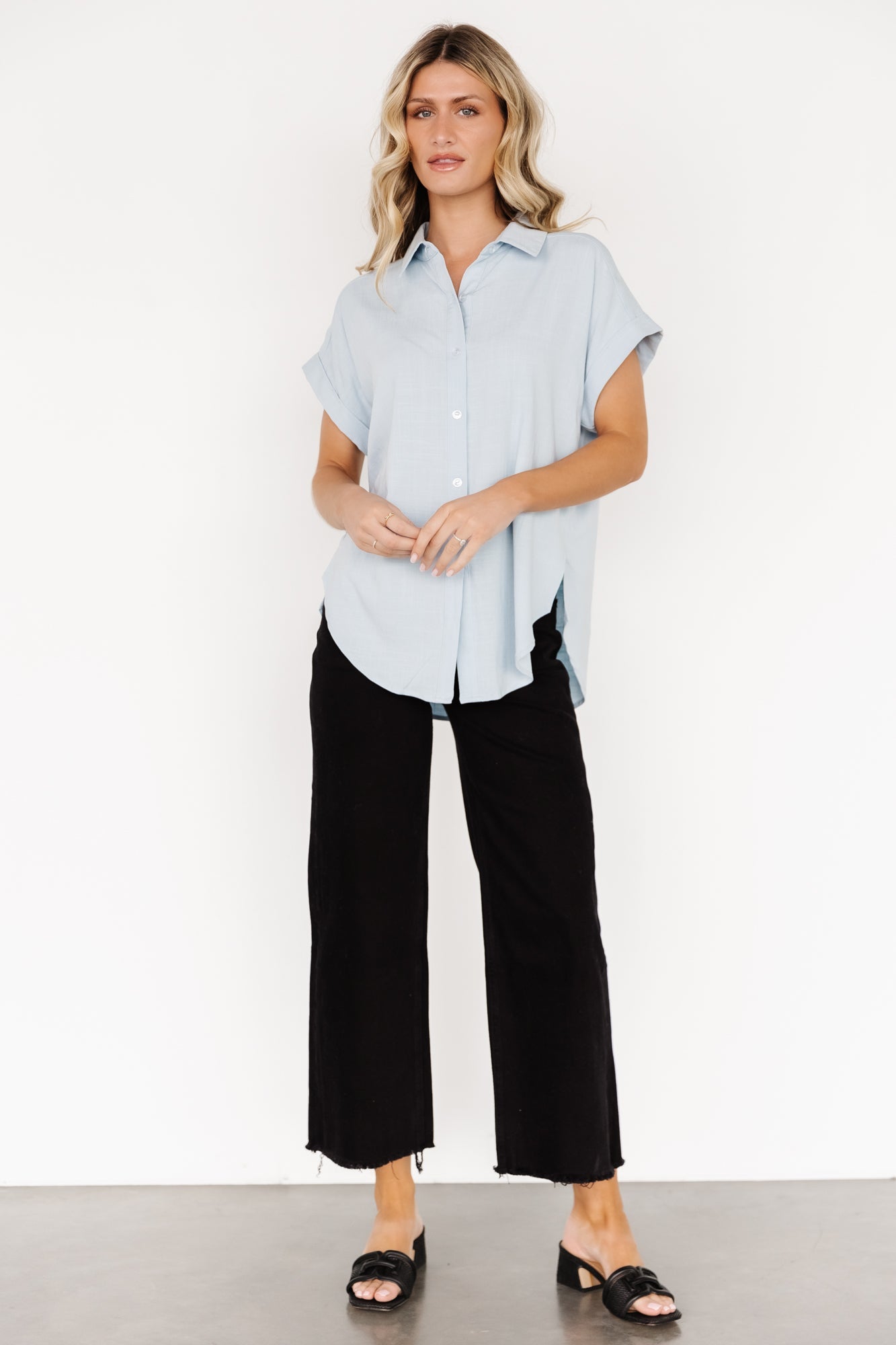 Clarke Button Up Top | Light Blue