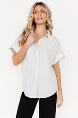 Draya Button Up Top | Light Blue Stripe