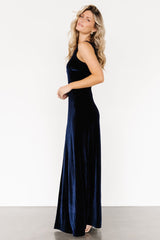 Tatiana Velvet One Shoulder Maxi Dress | Navy