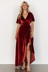 Katelyn Velvet Maxi Wrap Dress | Terracotta