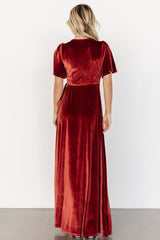 Katelyn Velvet Maxi Wrap Dress | Terracotta
