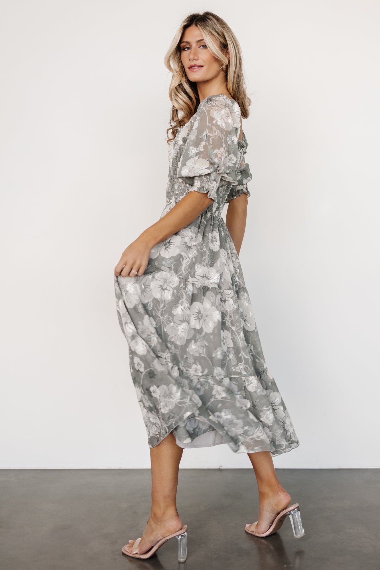 Fabian Jacquard Midi Dress | Dusty Sage