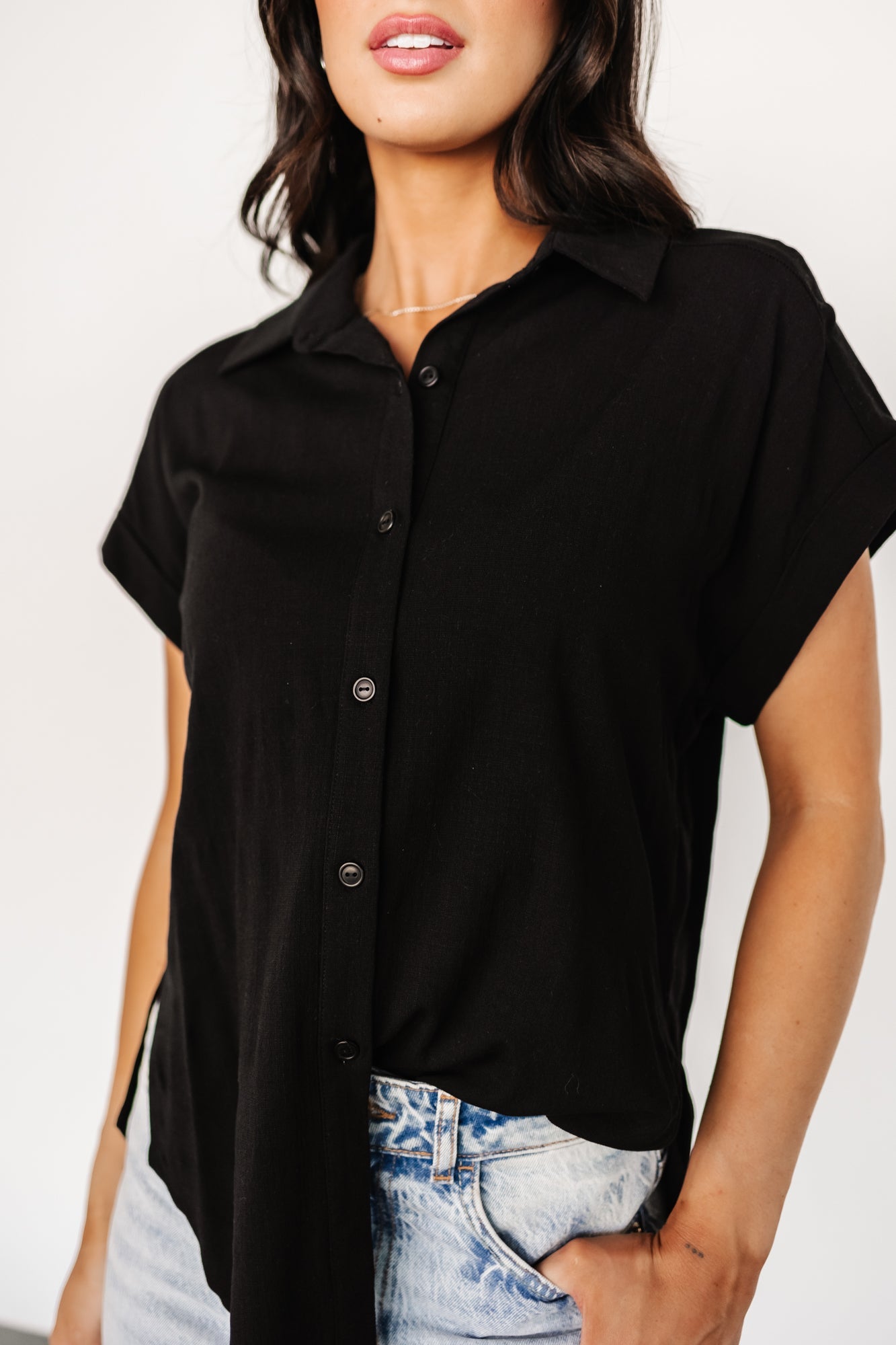 Clarke Button Up Top | Black