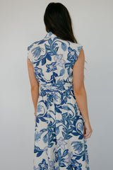 Almeria Maxi Dress | Ivory + Blue Floral