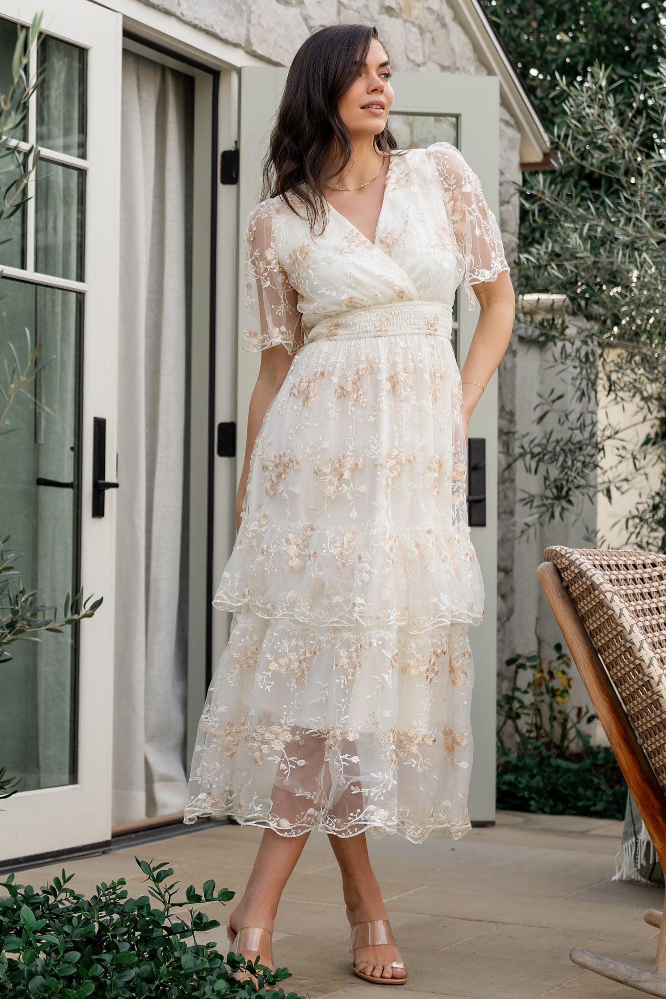 Eleanor Embroidered Midi Dress | Cream Floral