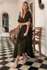 Lovell Smocked Midi Dress | Deep Olive