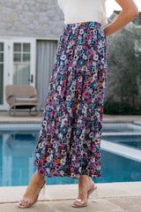 Reilly Maxi Skirt | Navy Flower Print