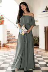 Victoria Off Shoulder Maxi Dress | Dark Sage