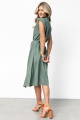 Toledo Button Up Midi Dress | Green
