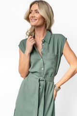 Toledo Button Up Midi Dress | Green
