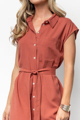 Toledo Button Up Midi Dress | Brick
