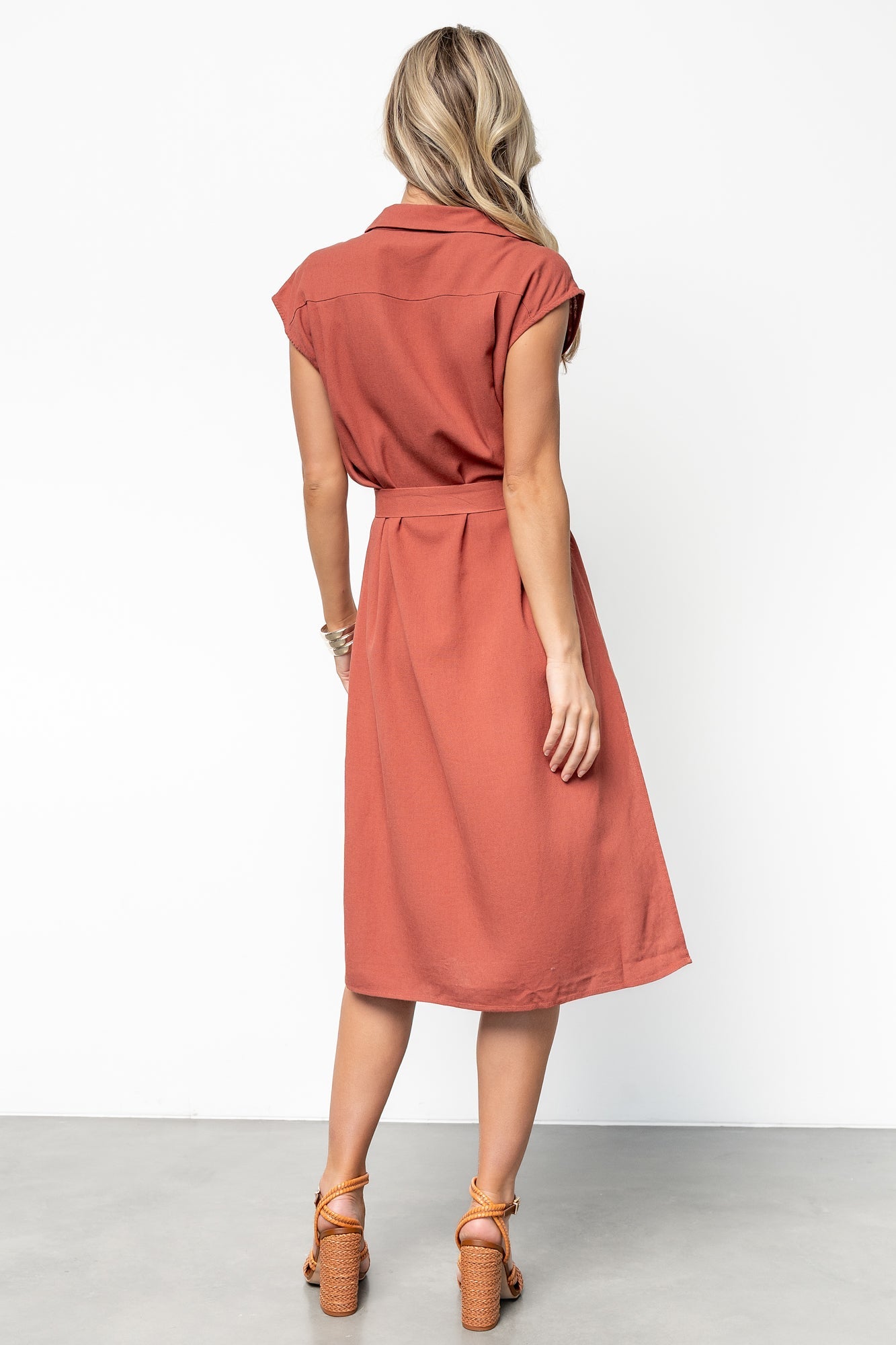 Toledo Button Up Midi Dress | Brick