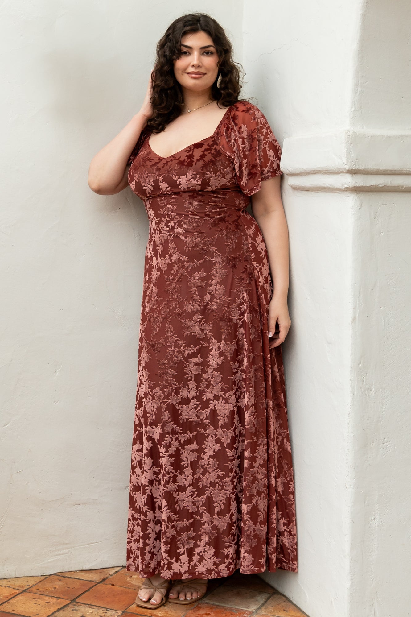 Everley Velvet Maxi Dress | Cinnamon