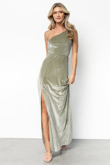 Tatiana Velvet One Shoulder Maxi Dress | Sage