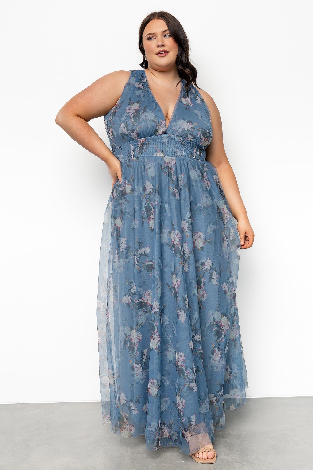Kamila Tulle Maxi Dress | Blue Multi Floral