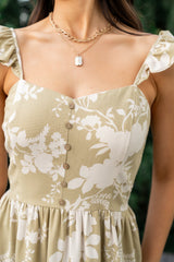 Renna Button Top Dress | Vintage Sage