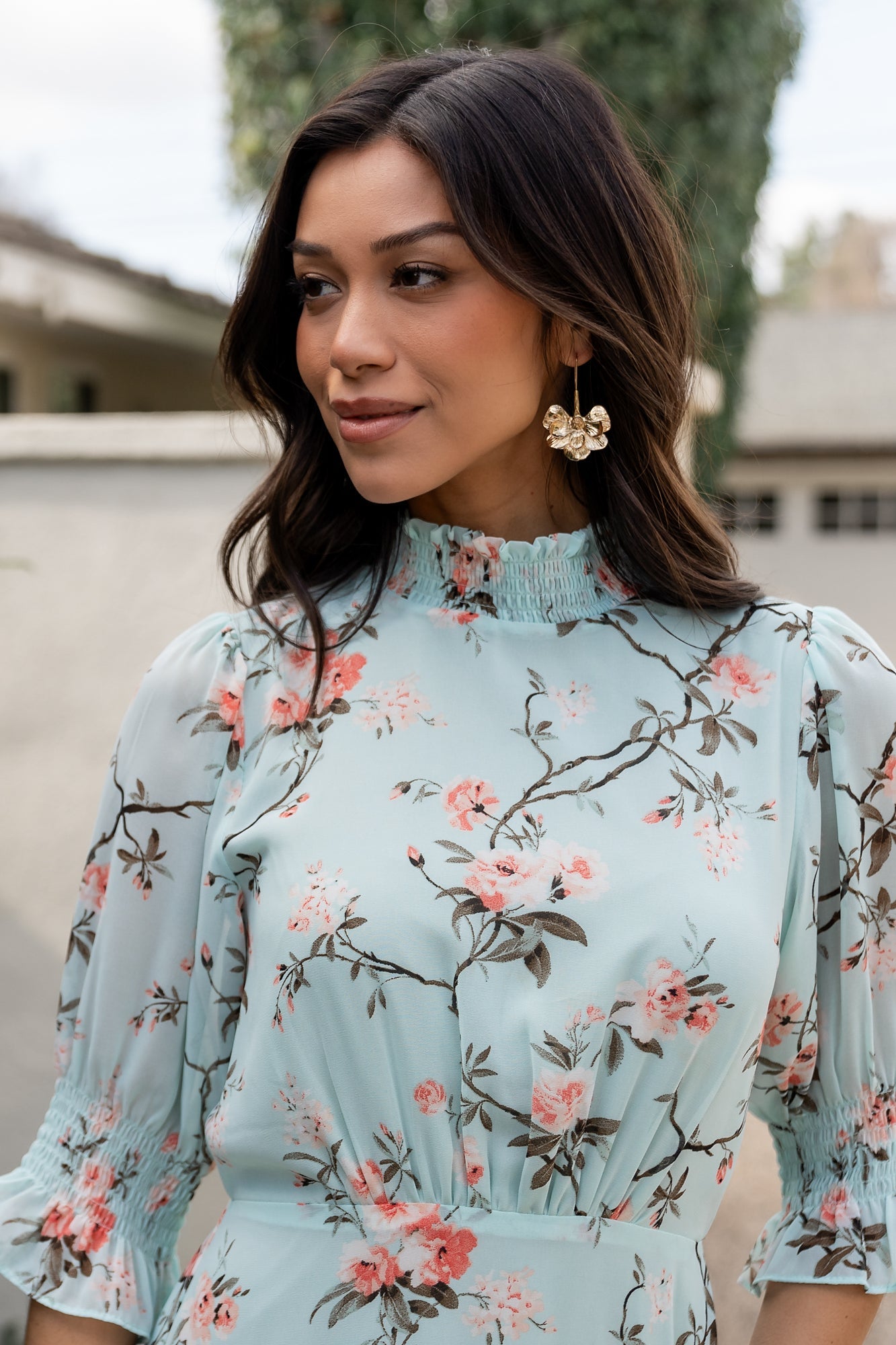 Marie Mock Neck Maxi Dress | Sage Floral