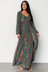 Aurora Velvet Maxi Dress | Jade + Bronze Floral
