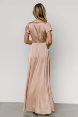 Krystal Satin Wrap Gown | Champagne