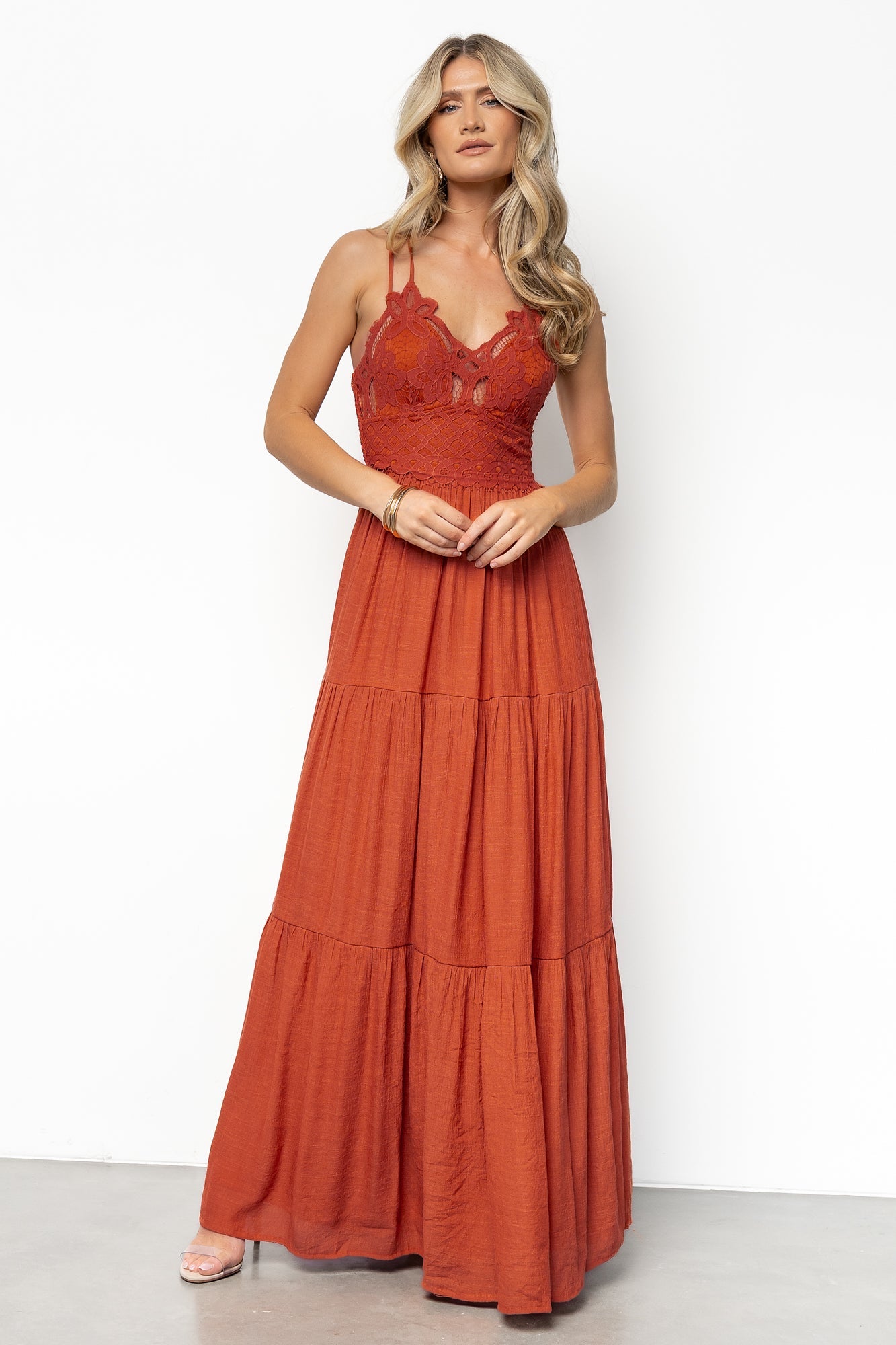 Summerlin Lace Top Maxi Dress | Rust