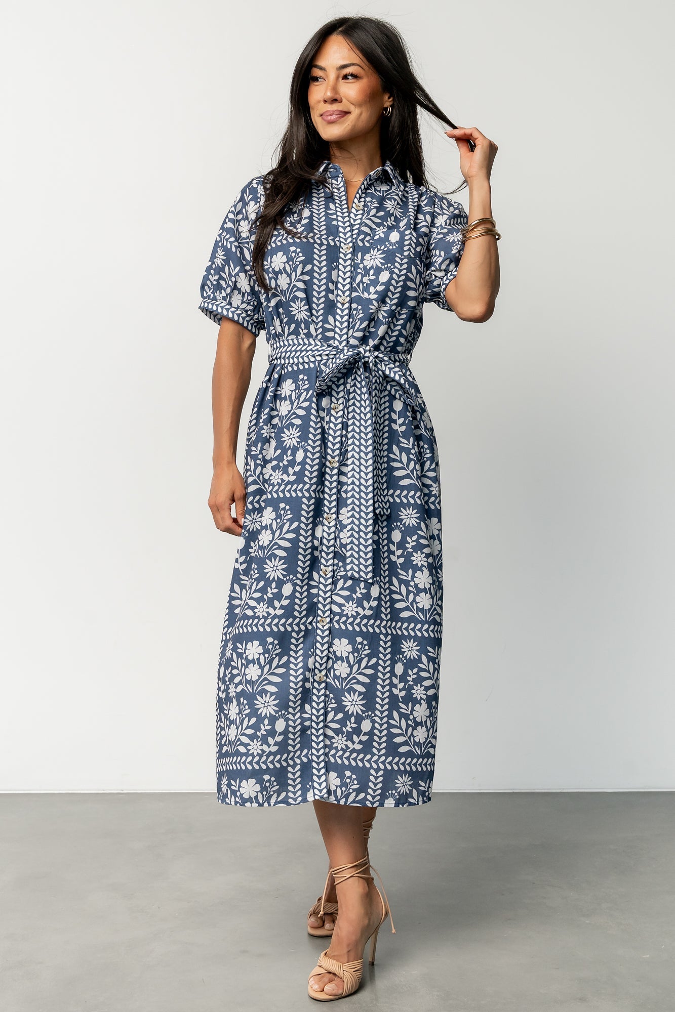 Karla Midi Dress | Deep Slate + White Floral