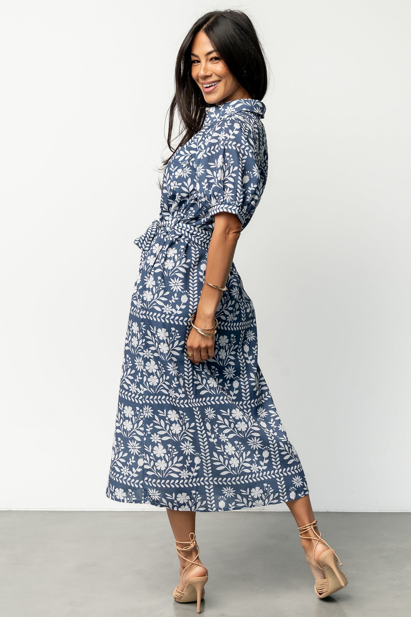 Karla Midi Dress | Deep Slate + White Floral