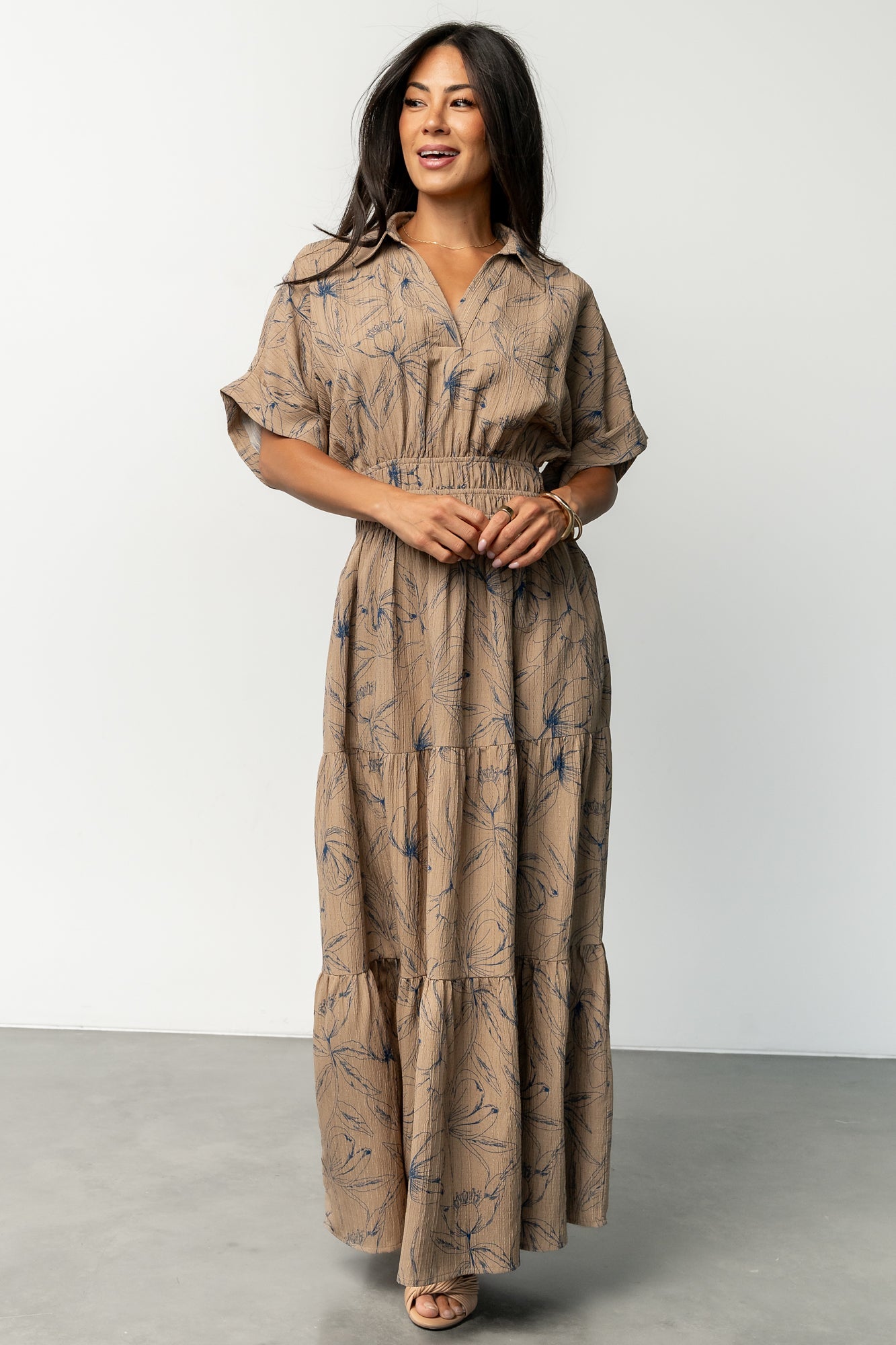 Hedda Tiered Maxi Dress | Natural + Blue Floral
