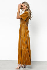Artemis Velvet Maxi Dress | Dark Gold
