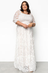 Paloma Smocked Feather Maxi Dress | Off White