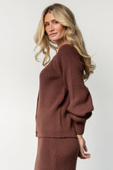 Blair Rib Knit Cardigan | Mahogany