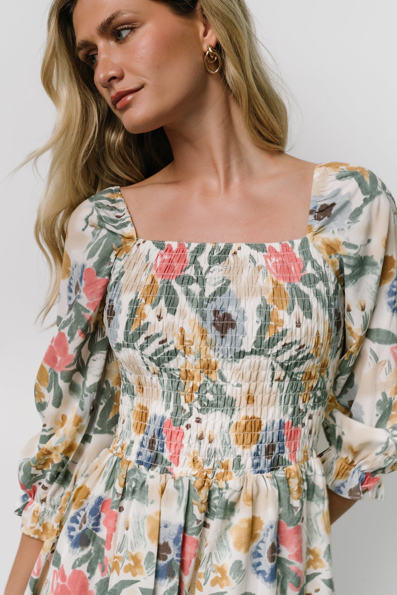 Marta Smocked Midi Dress | Multi Floral