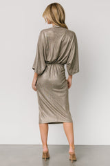 Ciara Ruched Midi Dress | Silver Metallic