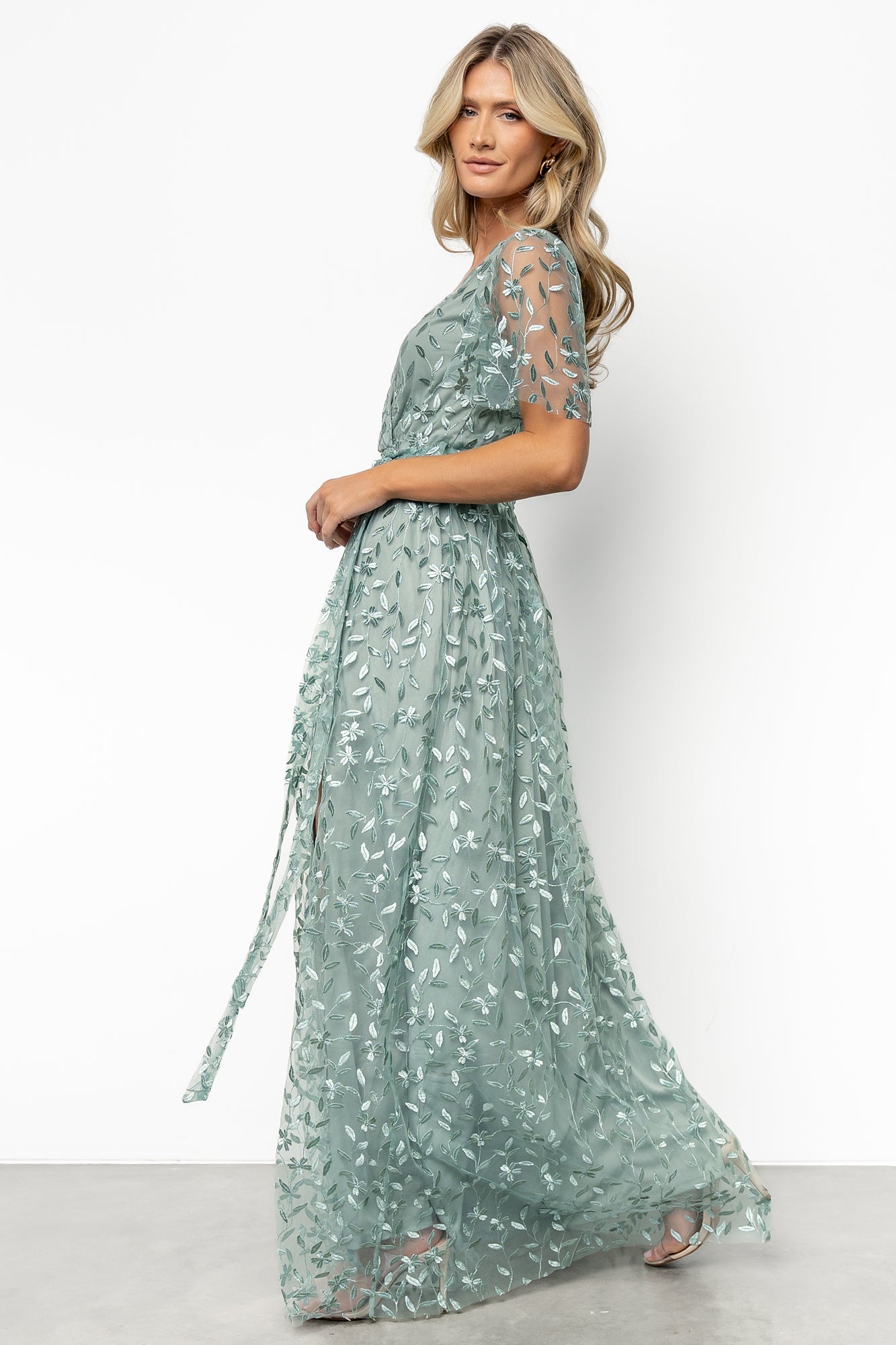 Marseille Embossed Maxi Dress | Eucalyptus