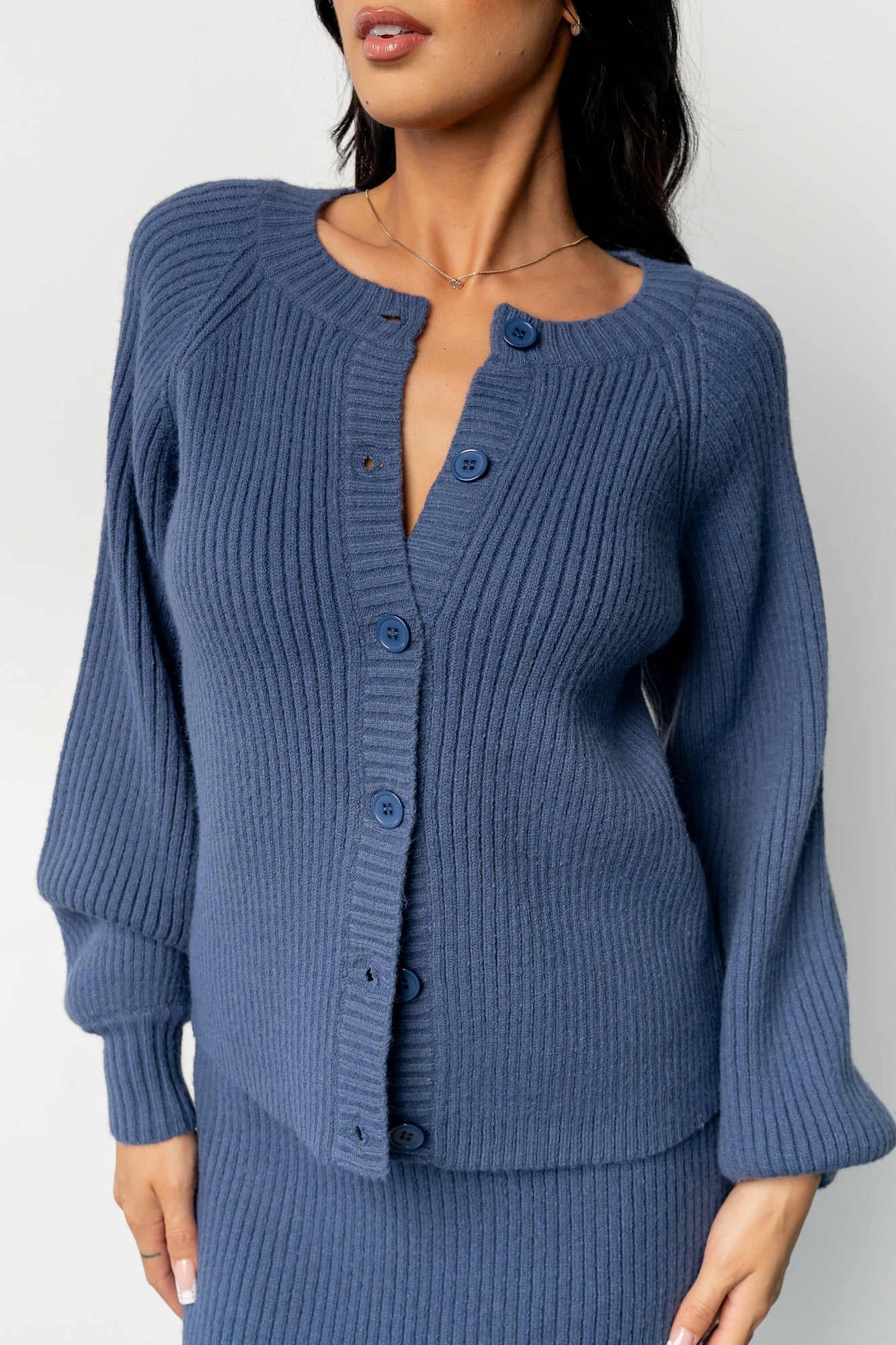 Blair Rib Knit Cardigan | Blue