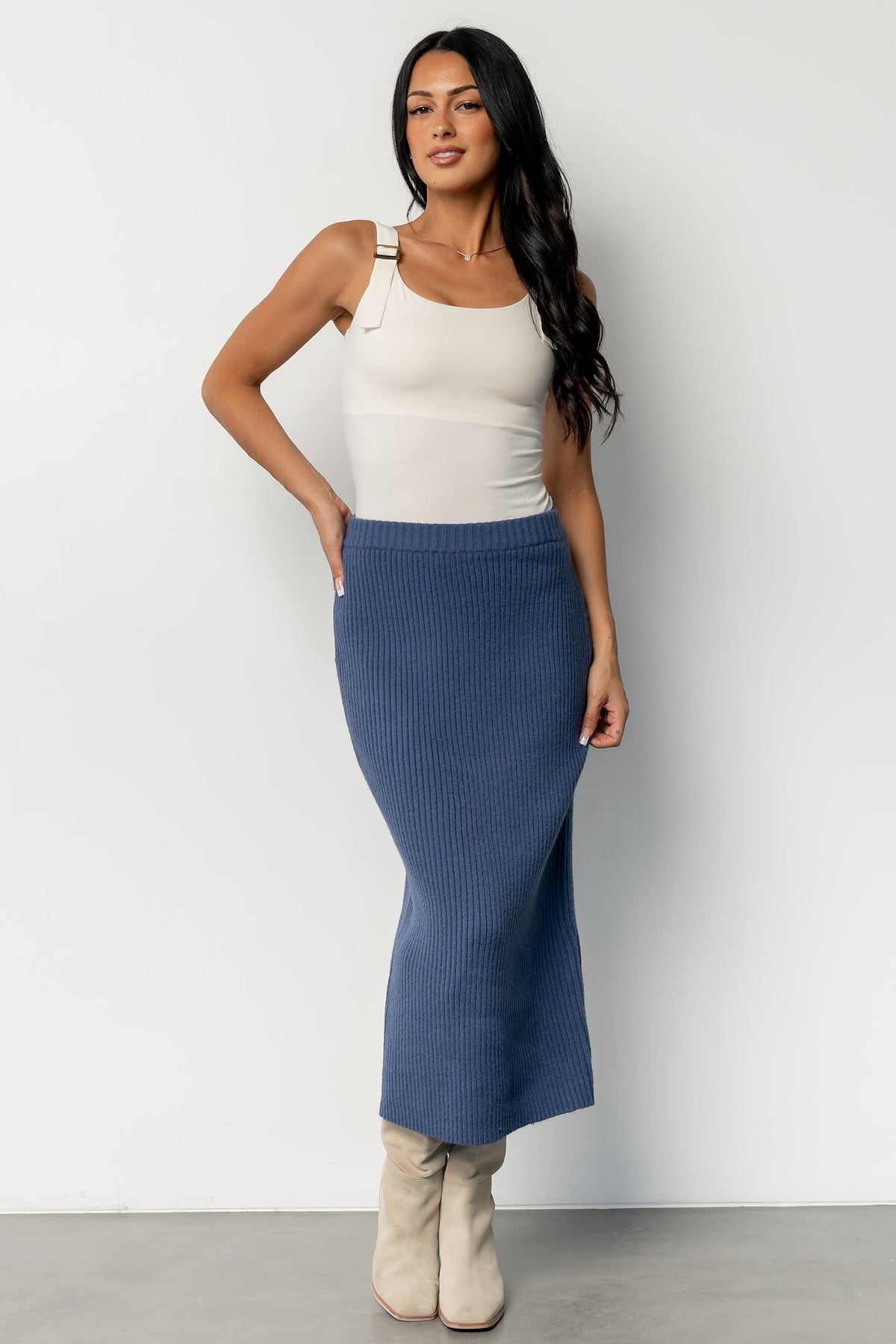 Blair Rib Knit Skirt | Blue