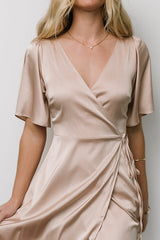 Vara Satin Maxi Wrap Dress | Champagne