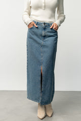 Aleksa Denim Midi Skirt | Medium Wash