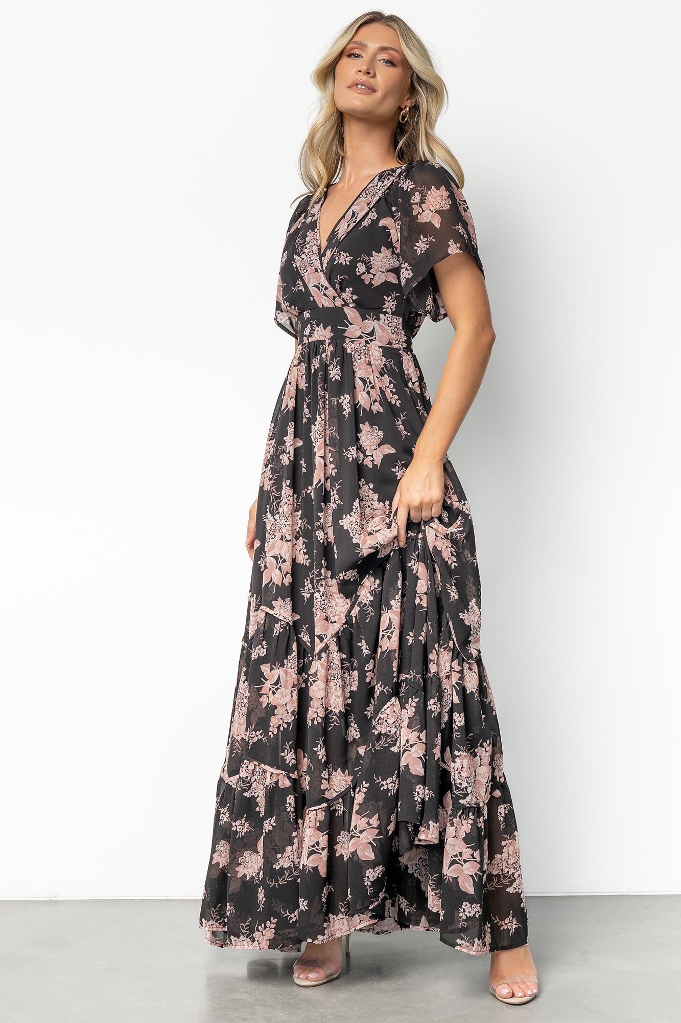 Katherine Maxi Dress | Black + Blush Floral