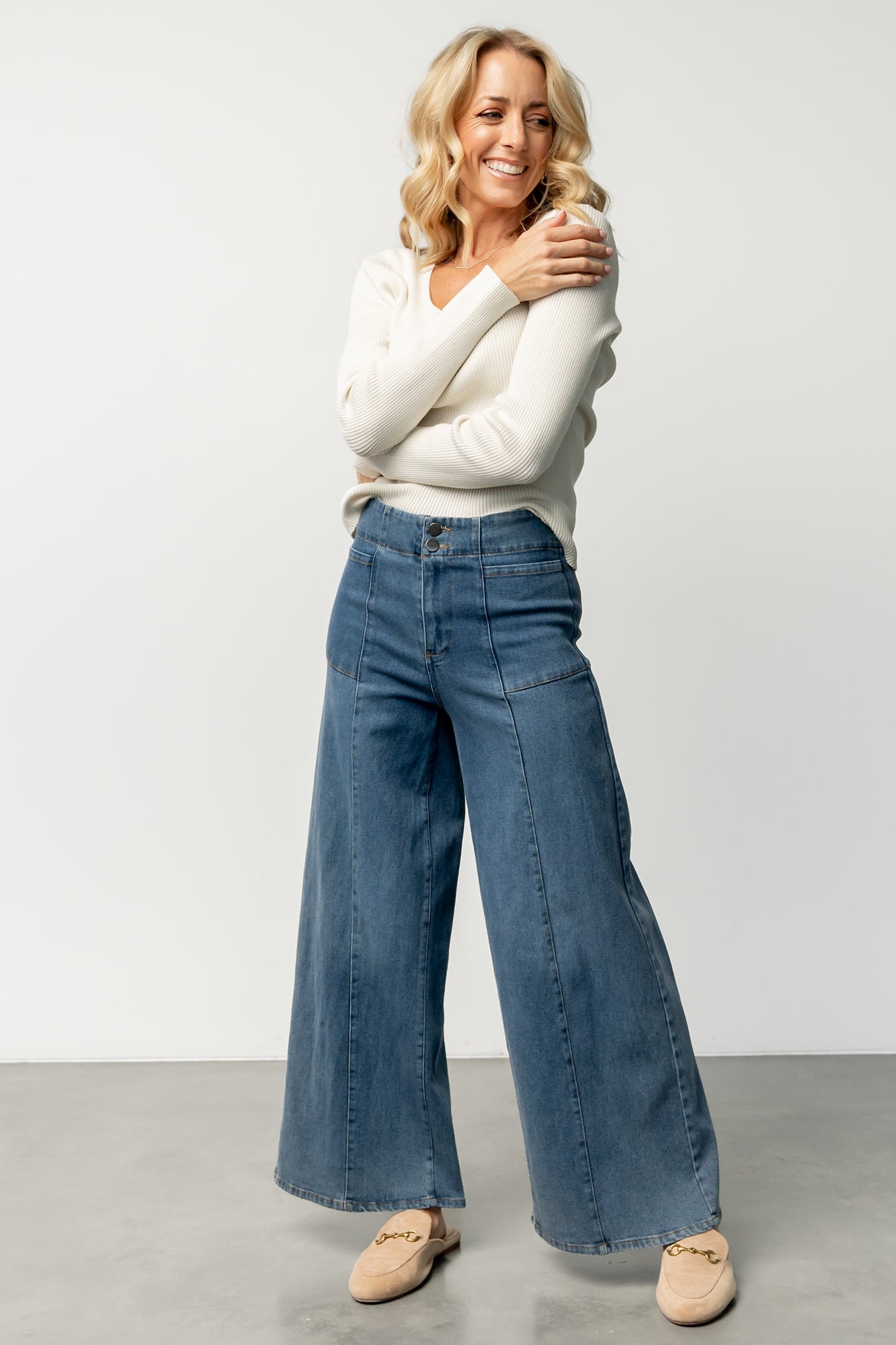 Emmi Mid Rise Wide Leg Jeans | Dark Wash