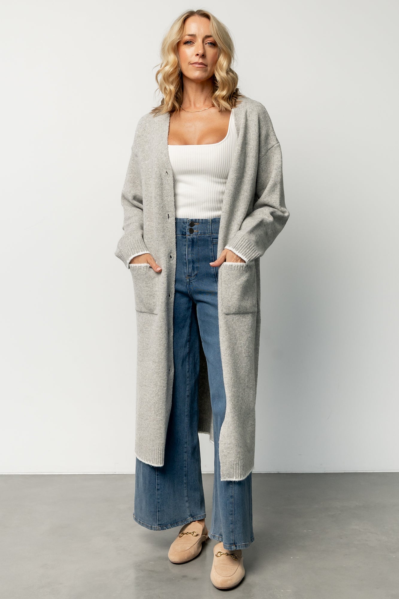 Senna Longline Cardigan | Light Gray