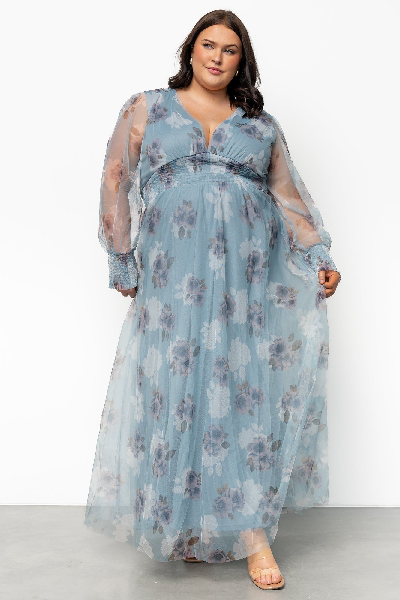 Layla Tulle Maxi Dress | Light Blue Floral