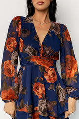 Mariella Tiered Maxi Dress | Navy + Rust