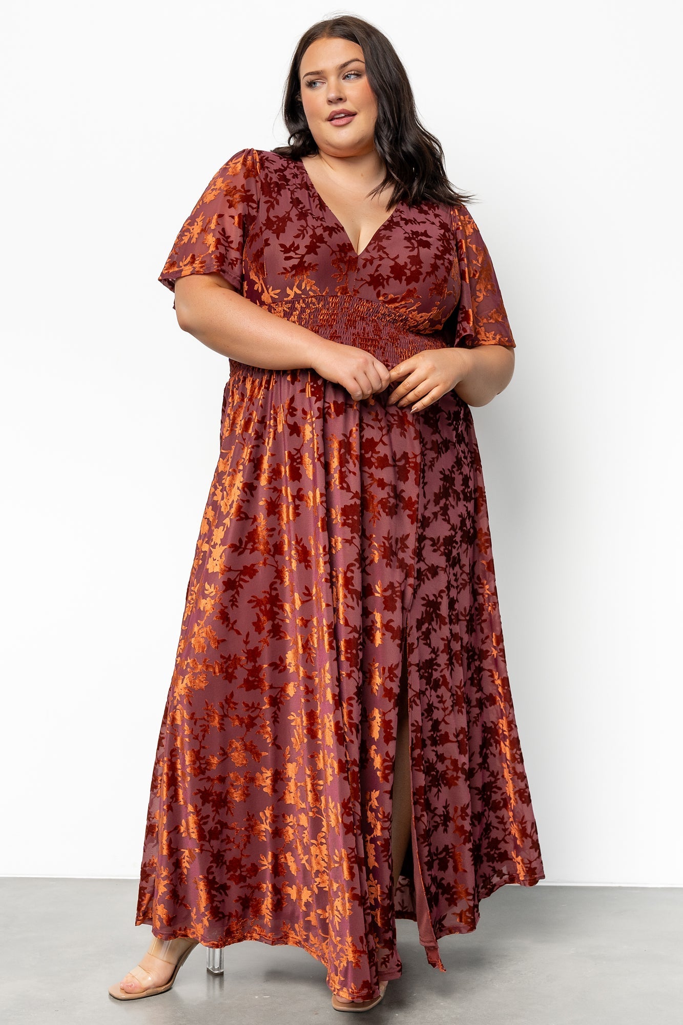 Veronica Velvet Maxi Dress | Rust