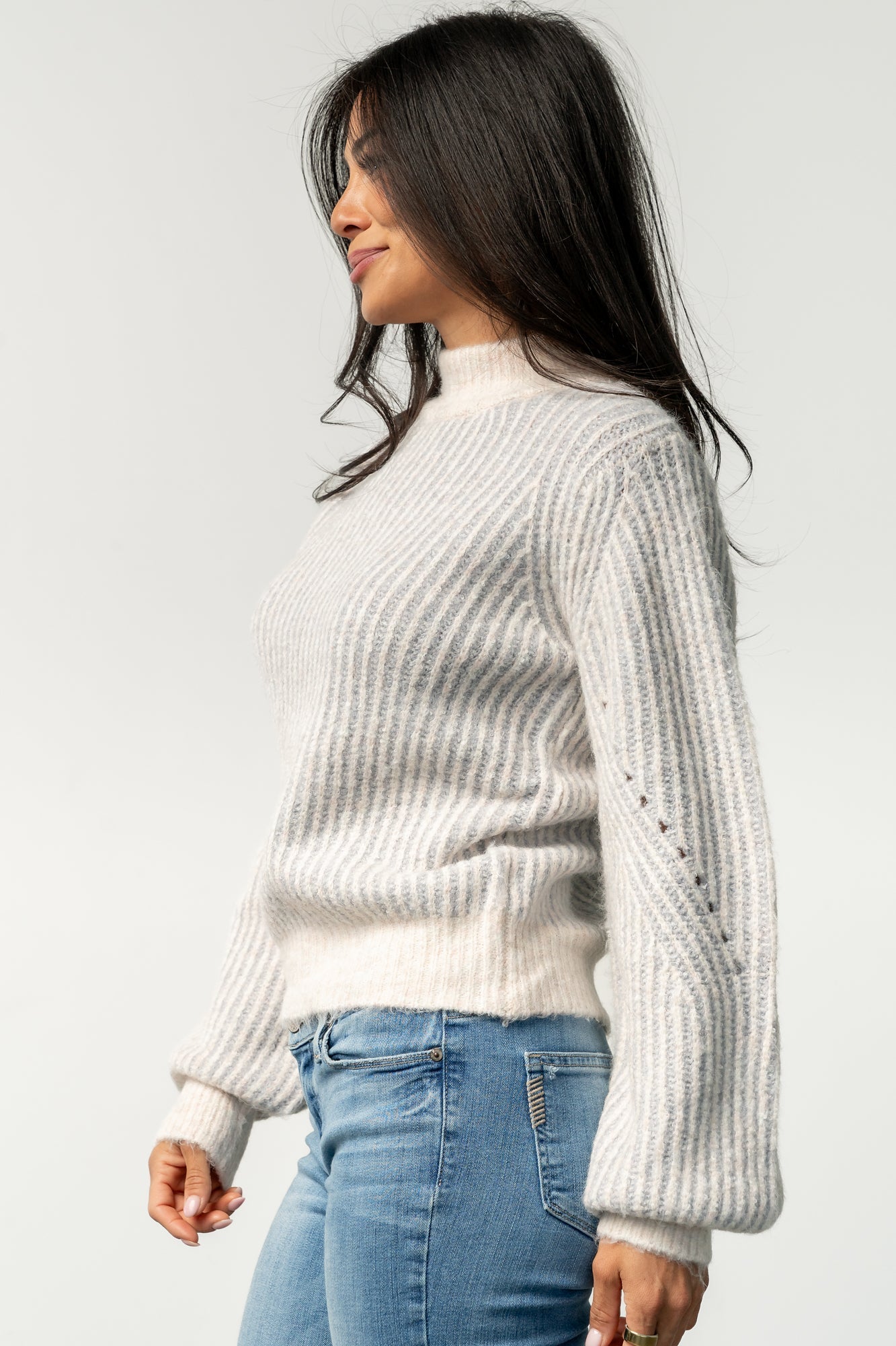 Vanessa Sweater | Natural + Blue Stripe