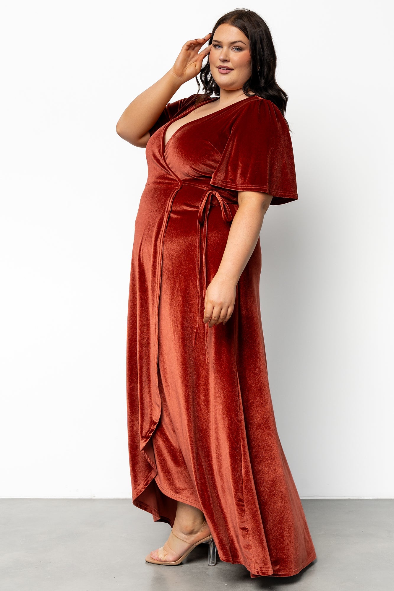Katelyn Velvet Maxi Wrap Dress | Cinnamon