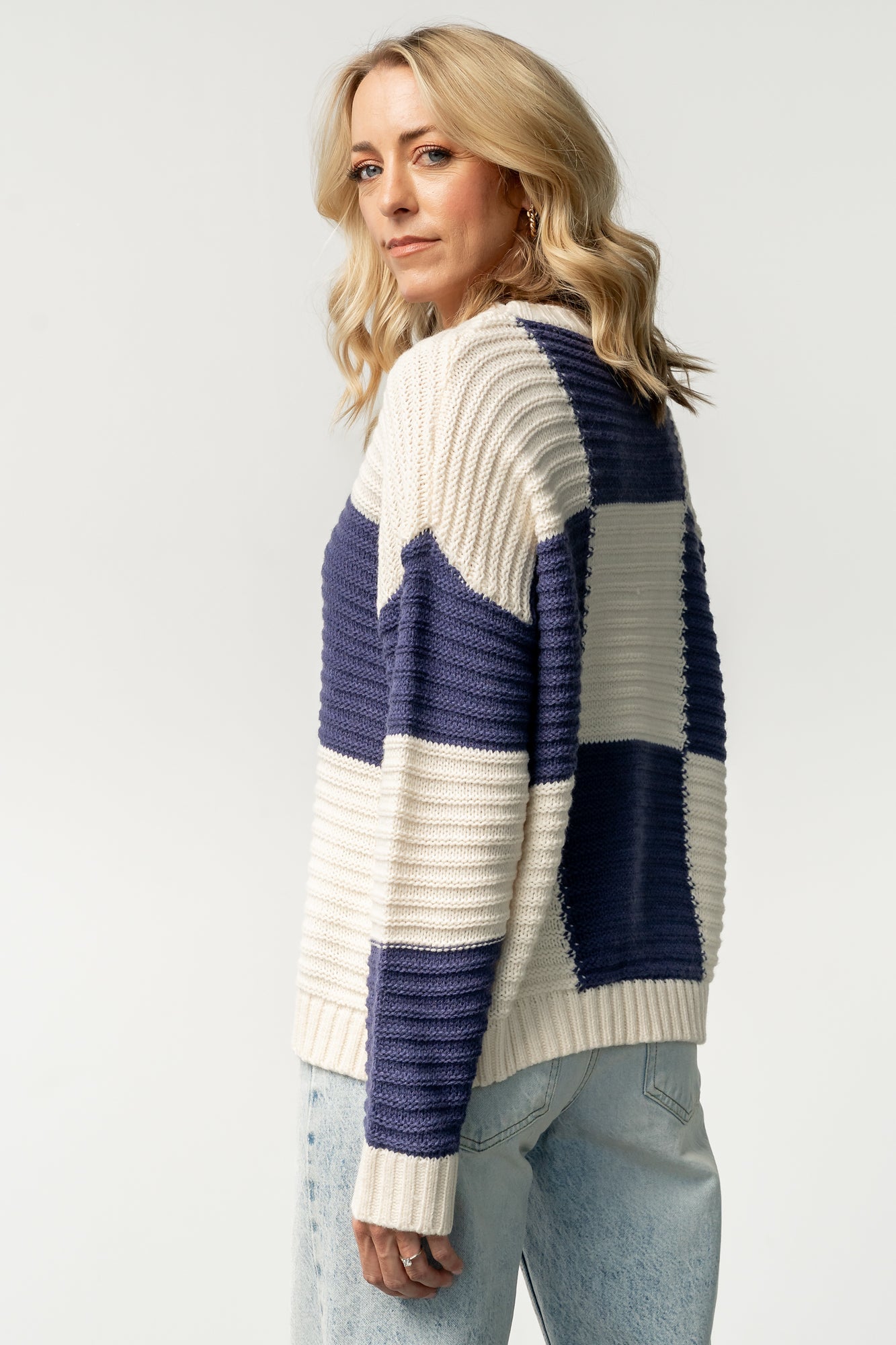 Jayda Sweater | Cream + Blue