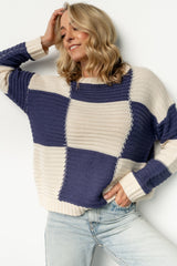 Jayda Sweater | Cream + Blue