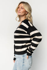 Jaden Striped Cardigan | Black + Ivory