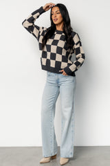 Quincy Checkered Sweater | Deep Jade