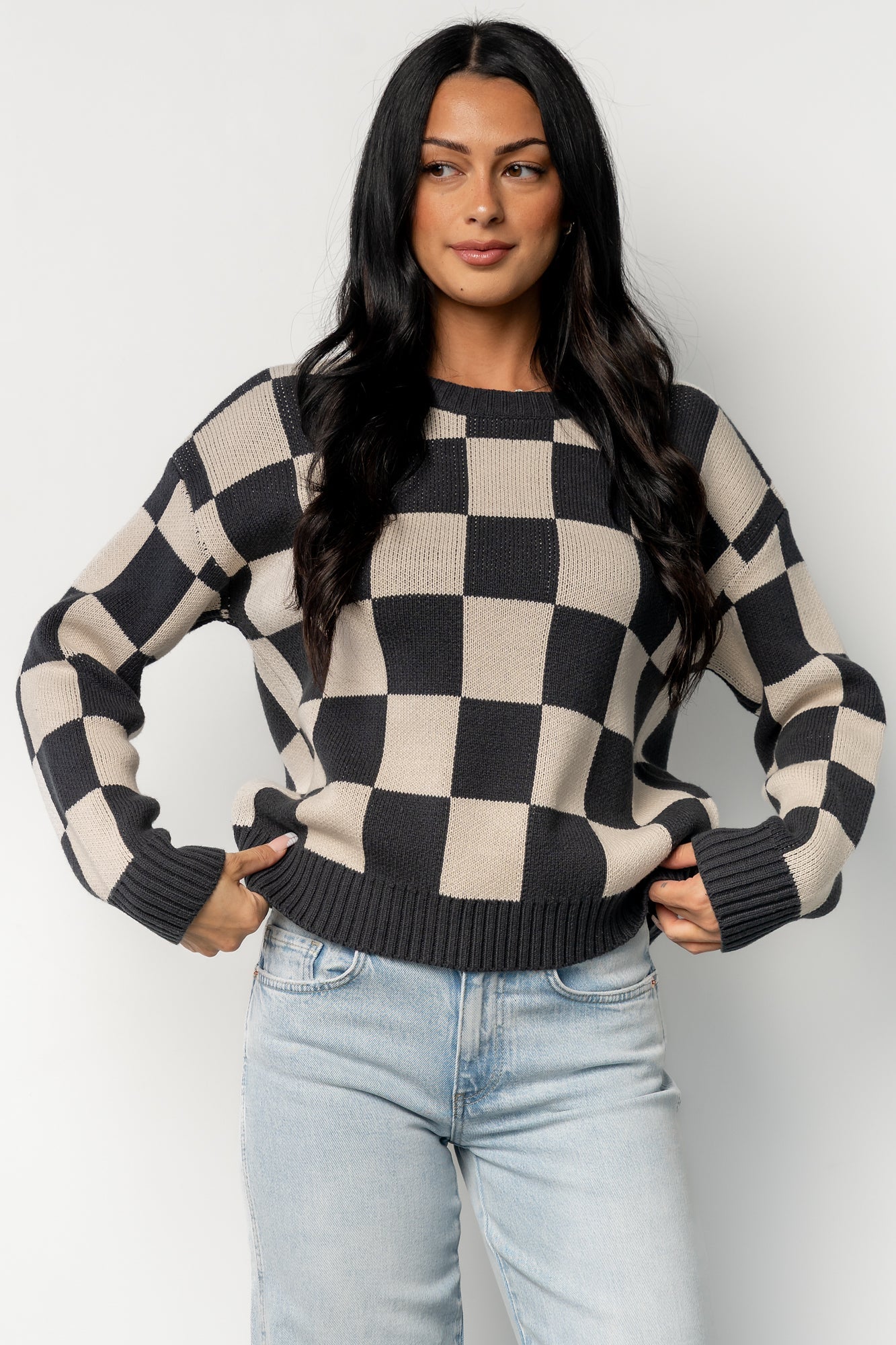 Quincy Checkered Sweater | Deep Jade